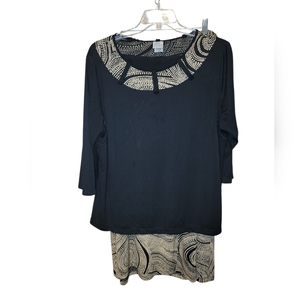 Elegant Black and Tan Skirt Set Size 18/20